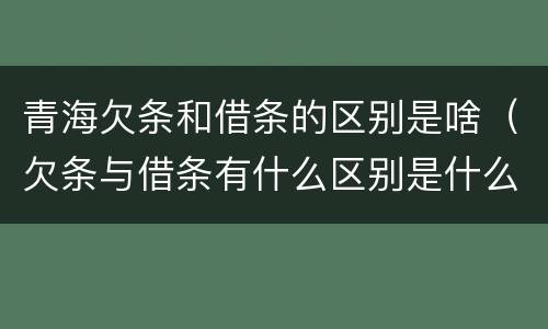 青海欠条和借条的区别是啥（欠条与借条有什么区别是什么）