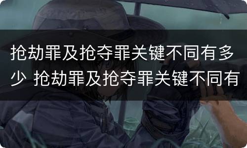 抢劫罪及抢夺罪关键不同有多少 抢劫罪及抢夺罪关键不同有多少罪名
