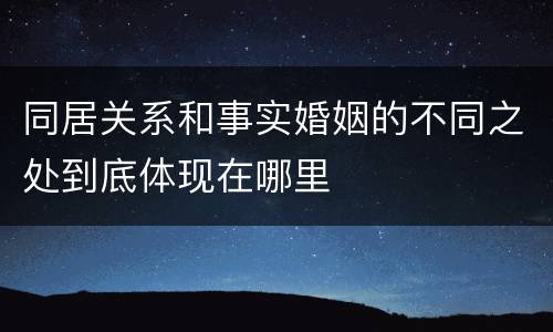 同居关系和事实婚姻的不同之处到底体现在哪里