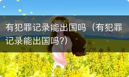 有犯罪记录能出国吗（有犯罪记录能出国吗?）