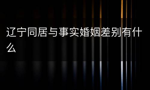 辽宁同居与事实婚姻差别有什么