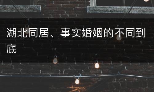 湖北同居、事实婚姻的不同到底