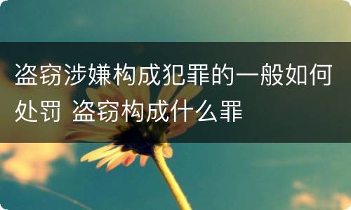 盗窃涉嫌构成犯罪的一般如何处罚 盗窃构成什么罪