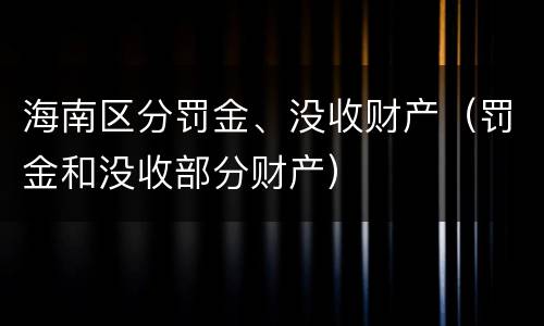 海南区分罚金、没收财产（罚金和没收部分财产）