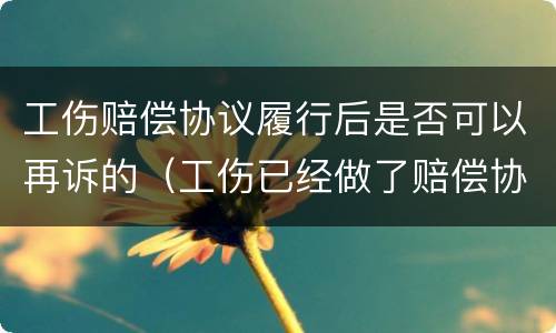 工伤赔偿协议履行后是否可以再诉的（工伤已经做了赔偿协议是否可以再起诉）