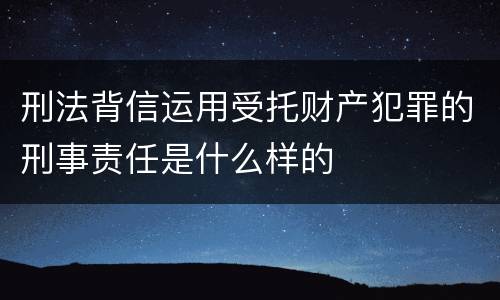 刑法背信运用受托财产犯罪的刑事责任是什么样的