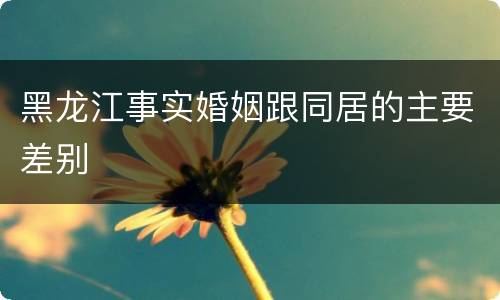 黑龙江事实婚姻跟同居的主要差别