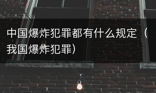 中国爆炸犯罪都有什么规定（我国爆炸犯罪）