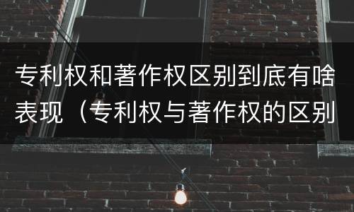 专利权和著作权区别到底有啥表现（专利权与著作权的区别）