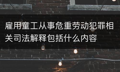 雇用童工从事危重劳动犯罪相关司法解释包括什么内容
