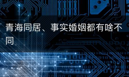 青海同居、事实婚姻都有啥不同