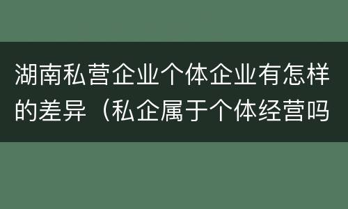 湖南私营企业个体企业有怎样的差异（私企属于个体经营吗）
