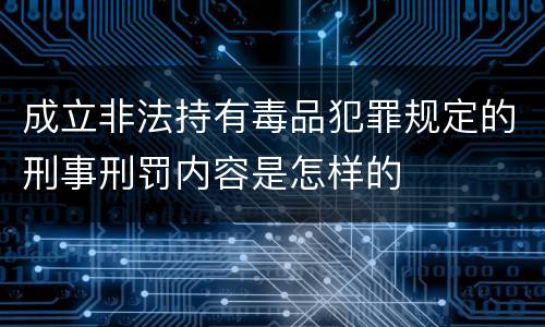成立非法持有毒品犯罪规定的刑事刑罚内容是怎样的