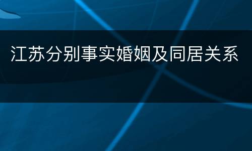 江苏分别事实婚姻及同居关系