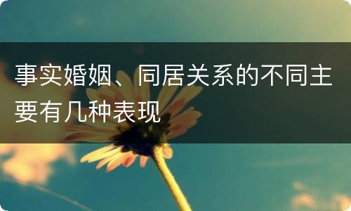 事实婚姻、同居关系的不同主要有几种表现