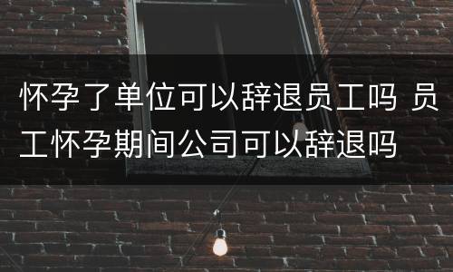 怀孕了单位可以辞退员工吗 员工怀孕期间公司可以辞退吗