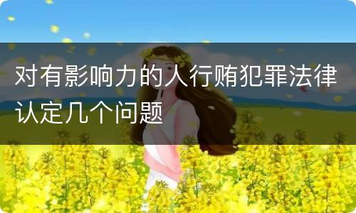 对有影响力的人行贿犯罪法律认定几个问题