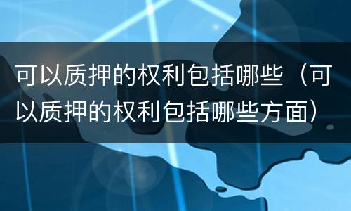 可以质押的权利包括哪些（可以质押的权利包括哪些方面）