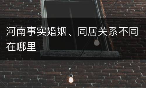 河南事实婚姻、同居关系不同在哪里