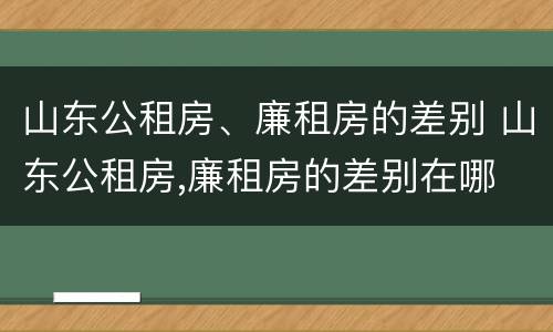 山东公租房、廉租房的差别 山东公租房,廉租房的差别在哪