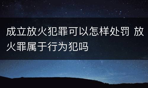 成立放火犯罪可以怎样处罚 放火罪属于行为犯吗