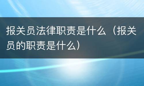 报关员法律职责是什么（报关员的职责是什么）
