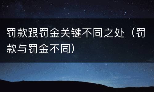 罚款跟罚金关键不同之处（罚款与罚金不同）