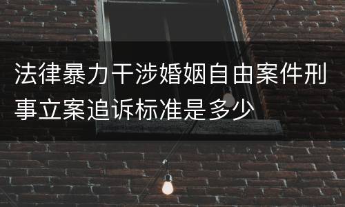 法律暴力干涉婚姻自由案件刑事立案追诉标准是多少