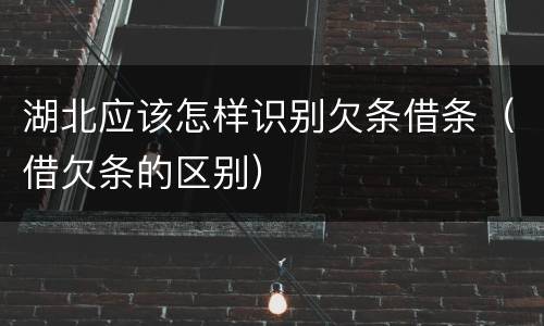 湖北应该怎样识别欠条借条（借欠条的区别）