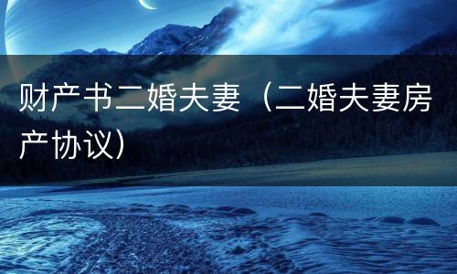 财产书二婚夫妻（二婚夫妻房产协议）