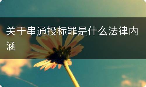 关于串通投标罪是什么法律内涵