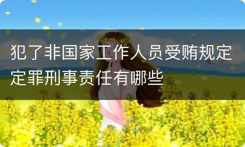 犯了非国家工作人员受贿规定定罪刑事责任有哪些