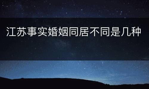 江苏事实婚姻同居不同是几种
