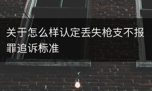 关于怎么样认定丢失枪支不报罪追诉标准
