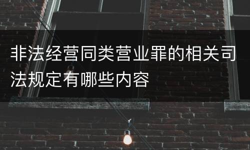 非法经营同类营业罪的相关司法规定有哪些内容