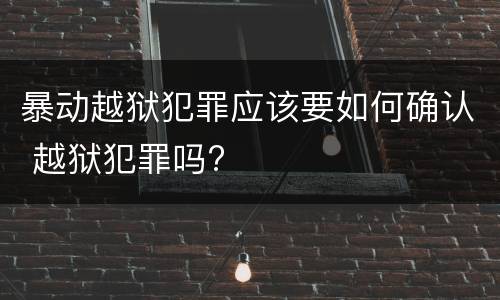 暴动越狱犯罪应该要如何确认 越狱犯罪吗?