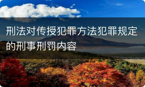 刑法对传授犯罪方法犯罪规定的刑事刑罚内容