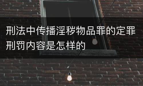 刑法中传播淫秽物品罪的定罪刑罚内容是怎样的