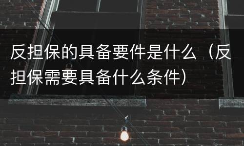 反担保的具备要件是什么（反担保需要具备什么条件）