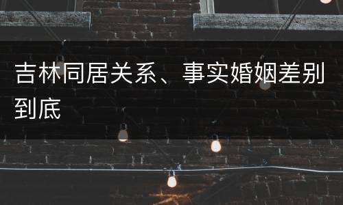 吉林同居关系、事实婚姻差别到底