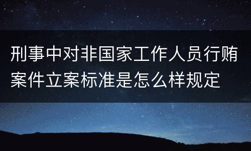 刑事中对非国家工作人员行贿案件立案标准是怎么样规定