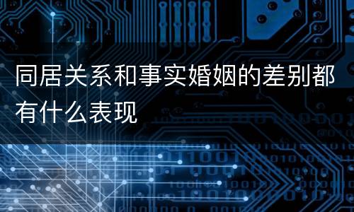 同居关系和事实婚姻的差别都有什么表现