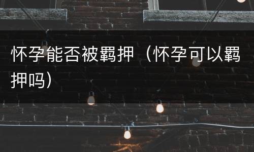 怀孕能否被羁押（怀孕可以羁押吗）