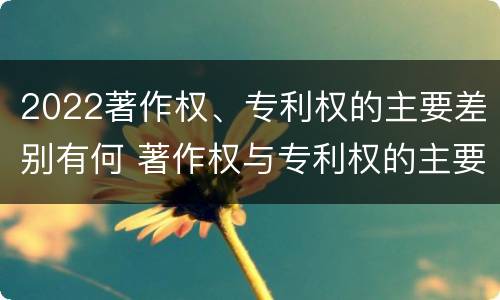 2022著作权、专利权的主要差别有何 著作权与专利权的主要区别