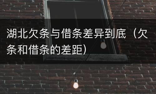 湖北欠条与借条差异到底（欠条和借条的差距）