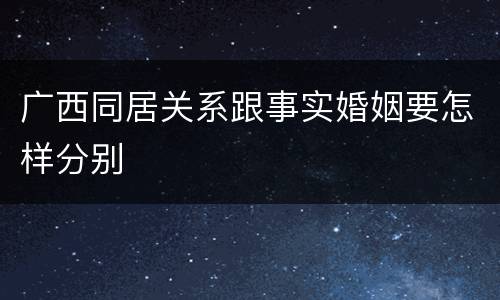 广西同居关系跟事实婚姻要怎样分别