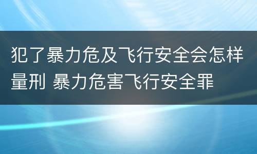 犯了暴力危及飞行安全会怎样量刑 暴力危害飞行安全罪