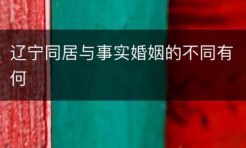 辽宁同居与事实婚姻的不同有何