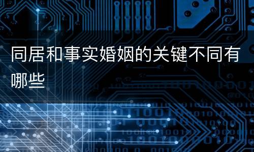 同居和事实婚姻的关键不同有哪些