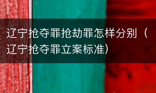 辽宁抢夺罪抢劫罪怎样分别（辽宁抢夺罪立案标准）